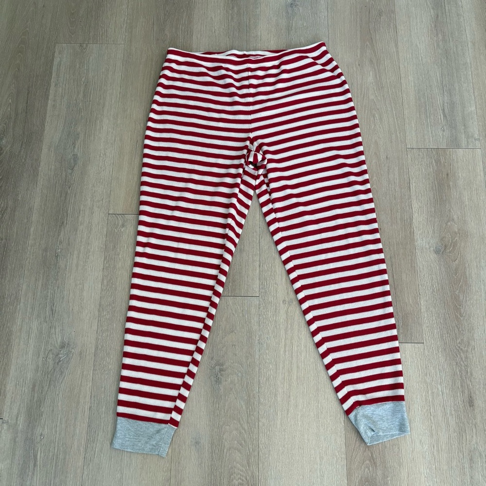 Macys Womens Pajama Pants Large Red White Striped Lightweight Comfy Cozy Winter